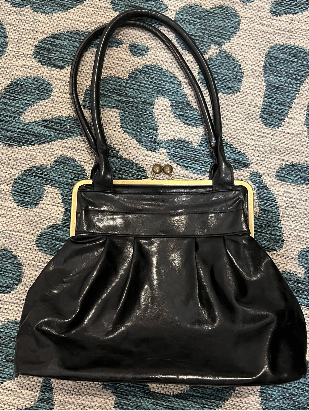 Bueno Black Shoulder Bag with Gold Accents